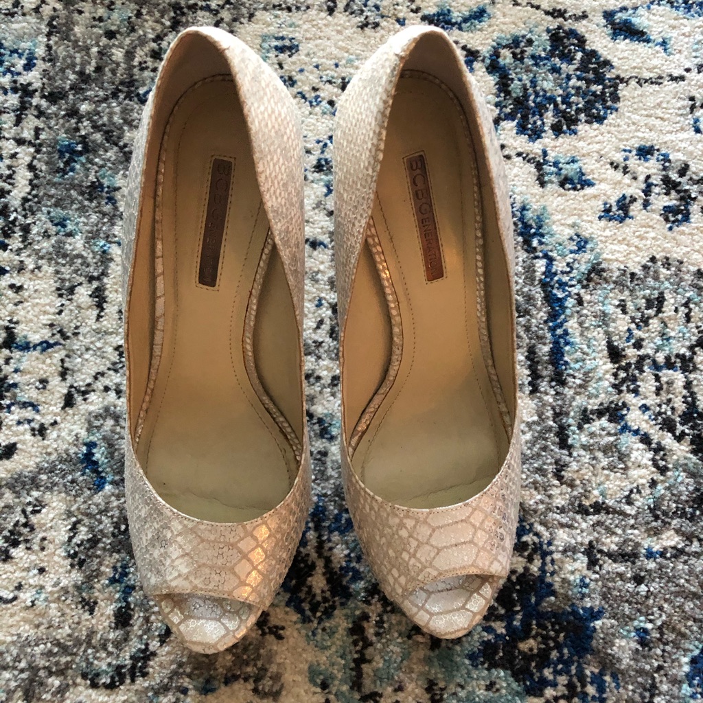 Bcbgeneration Platform Heels Python Silver 38/8